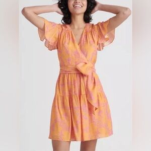 Tanya Taylor “Paris” Orange Floral Wrap Dress - Sz 0